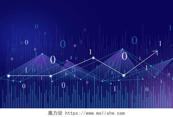 蓝色渐变科技科幻数据线条波动数据报表金融商务背景